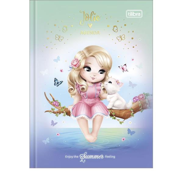 Imagem de Agenda Permanente Infantil Costurada Jolie 2 Dias Por Página 96 Folhas Decoradas Capa Dura 12,3 x 16,6 cm Tilibra