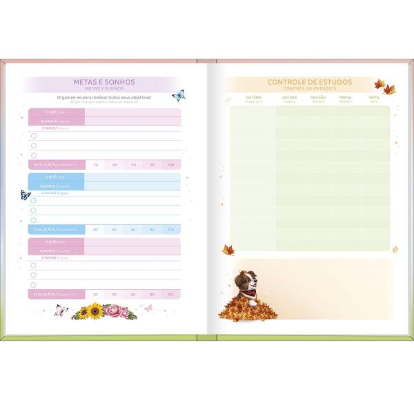 Imagem de Agenda Permanente Infantil Costurada Jolie 2 Dias Por Página 96 Folhas Decoradas Capa Dura 12,3 x 16,6 cm Tilibra