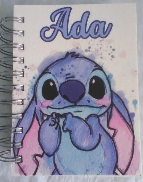 Imagem de Agenda Personalizada Permanente 15.5 x 11cm Stitch Aquarela Com Seu Nome