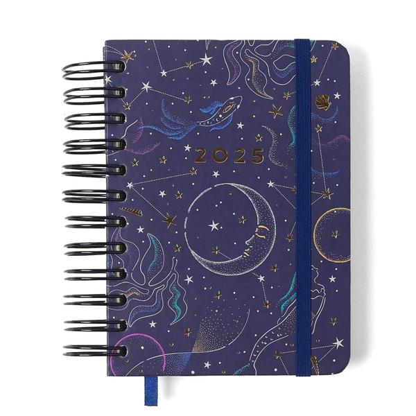 Imagem de Agenda Planner 2025 Astral Diária Wire-O 11,5x16cm Maré Azul Cicero