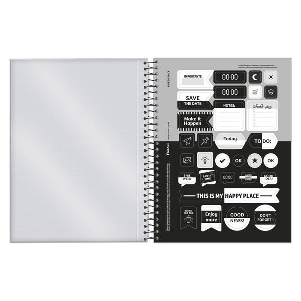 Imagem de Agenda Planner Espiral Back to Black 2025 Foroni 24 x 17 cm