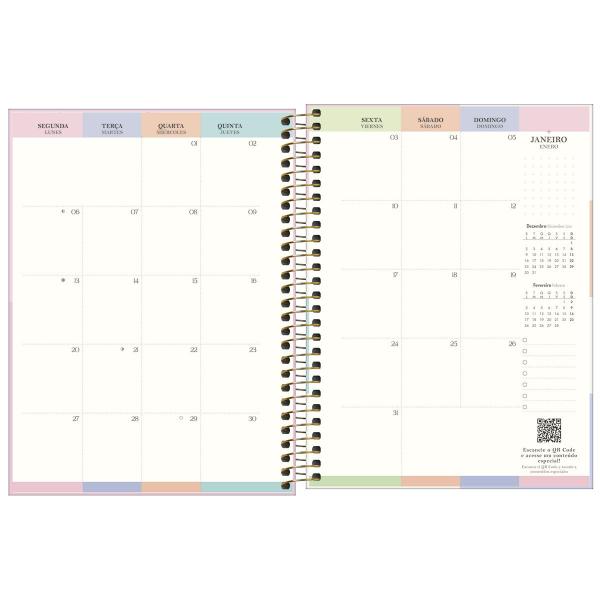 Imagem de Agenda Planner Espiral Happy 2025 Tilibra Papel 90g 17x24 cm