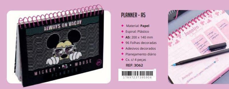 Imagem de Agenda Planner Permanente Espiral Mickey 96 Folhas Dac