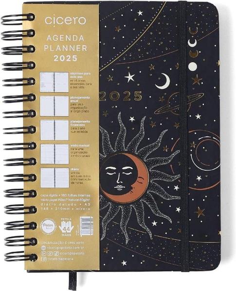 Imagem de Agenda Planner Wire-o 2025 Astral Diária A5 Eclipse Preto