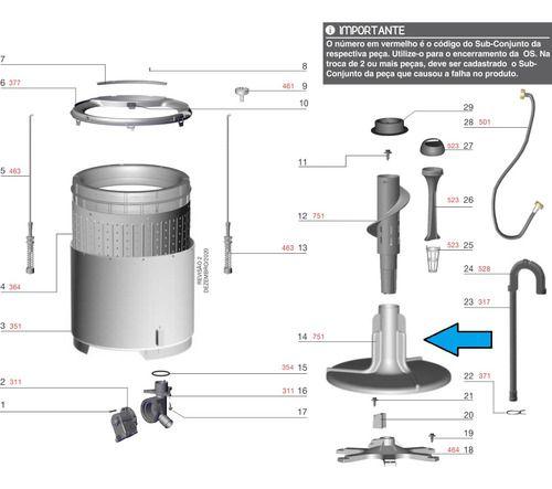 Imagem de Agitador Inferior Máquina Electrolux Ltr10 Ltc10 Lf80 Lm06