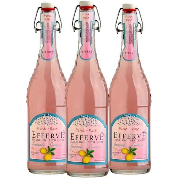 Imagem de Água Com Gás Sabor Limonada Rosa Effervé 750 ml (3 Garrafas)