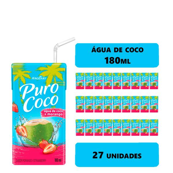 Imagem de Água de Coco Puro Coco de Morango Maguary 180ml 27un