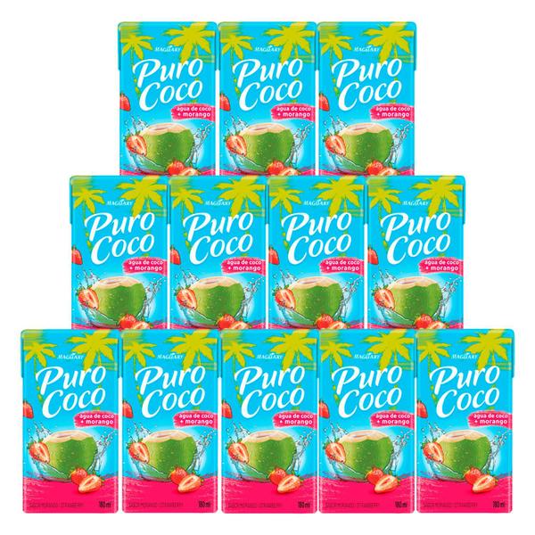 Imagem de Água de Coco Puro Coco Morango Maguary 180ml 12 Unidades