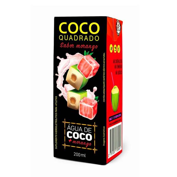 Imagem de Água de Coco Sabor Morango Coco Quadrado 200ml