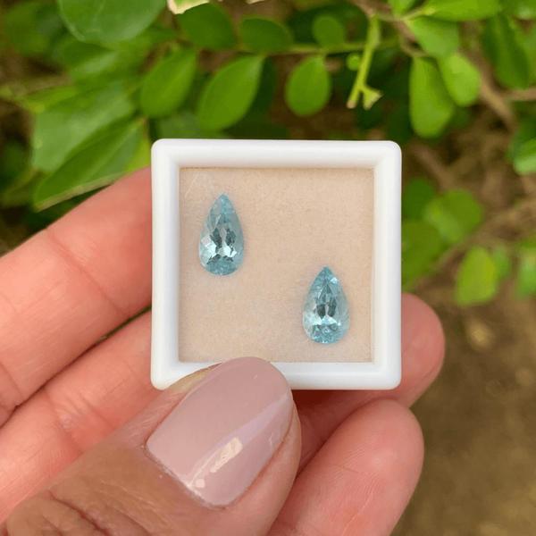 Imagem de Água Marinha Azul Gota Par 2,03ct