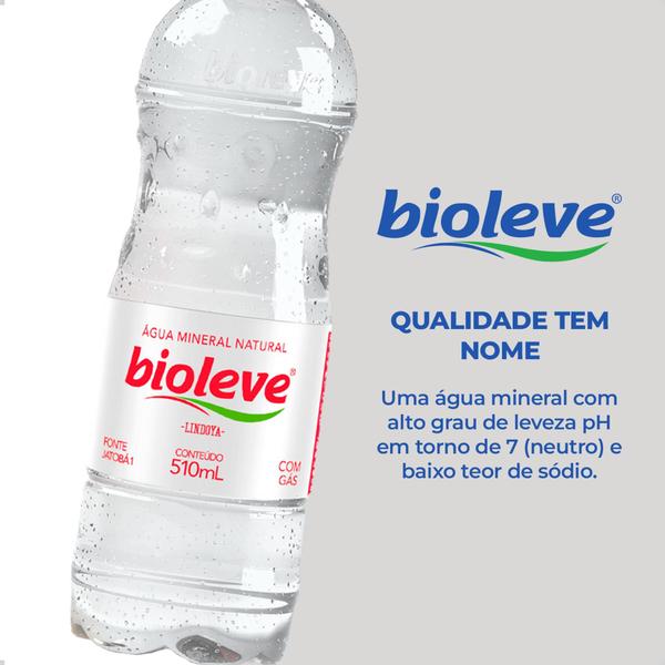 Imagem de Água Mineral Bioleve Com Gás Garrafa Pet 510ml Kit Com 12 Lyndoia Natural Refrescante Gaseificada