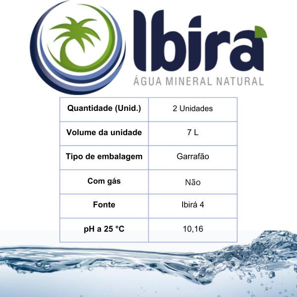 Imagem de Água Mineral Natural Ibirá Sem Gás Garrafão PET 7 L Pack com 2 Unidades