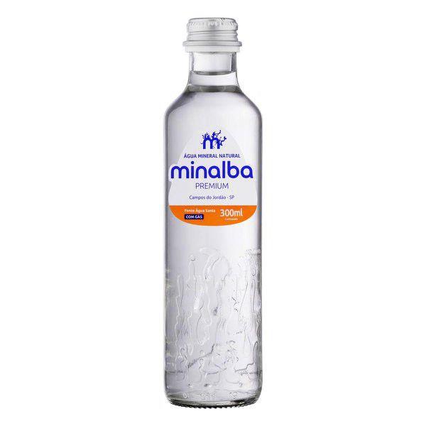 Imagem de Água Mineral Natural Premium Com Gás em Vidro MINALBA 300ml