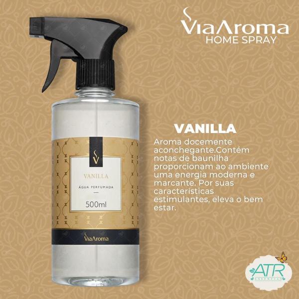 Água Perfumada E Aromatizador Tecido Via Aroma Vanilla 500Ml - Atr Essencias Imagem de Água Perfumada E Aromatizador Tecido Via Aroma Vanilla 500Ml