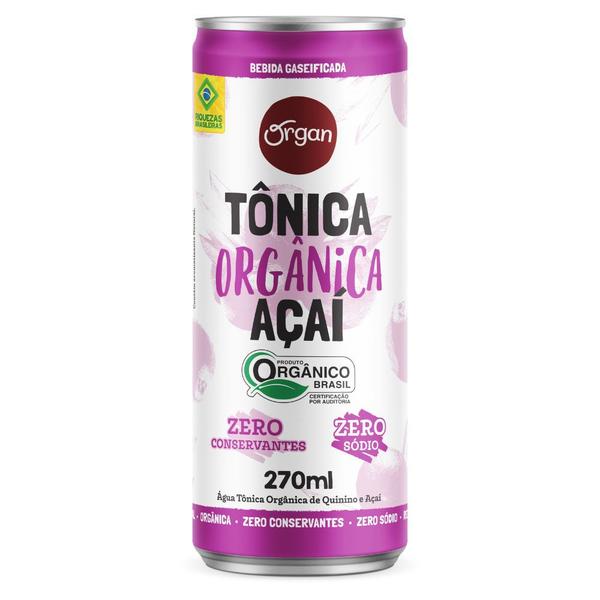 Imagem de Água Tônica Premium Orgânica Açaí e Quina Quinino Organ Lata 270ml