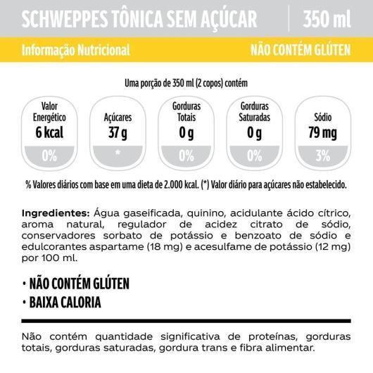 Imagem de Água Tônica Schweppes Sem Açúcar 350Ml (6 Latas)