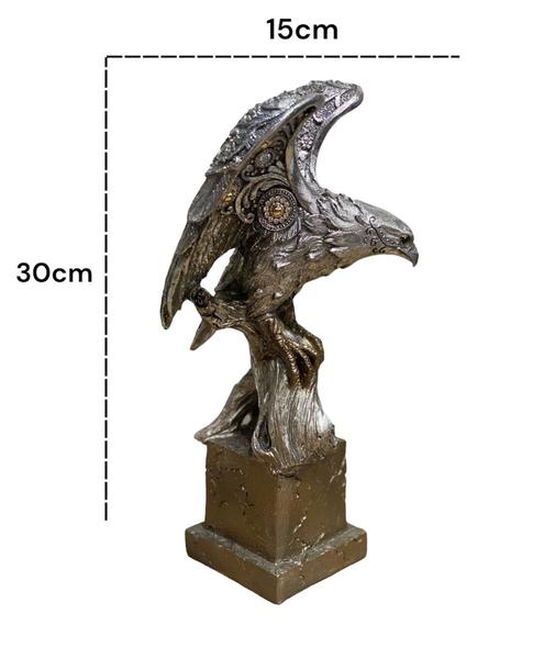 Imagem de Águia Decorativa Escultura em Resina Prata 40cm