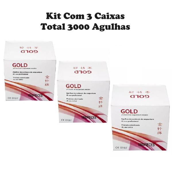 Agulha Acupuntura 30x60 Kit 3 cx 3000 Un Pcte - Gold - GoldLife - GL Imagem de Agulha Acupuntura 30x60 Kit 3 cx 3000 Un Pcte - Gold