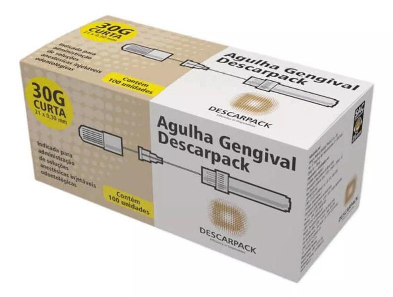 Imagem de Agulha Gengival Odontológica Curta 30g 21mm X 0.30mm Com 100 Descarpack