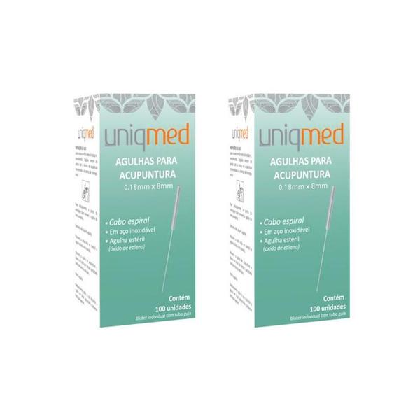 Agulha Para Acupuntura 100Un 0,18X8Mm Kit 2Cx Uniqmed Imagem de Agulha Para Acupuntura 100Un 0,18X8Mm Kit 2Cx Uniqmed