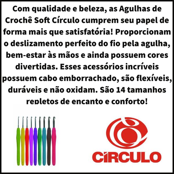 Agulha para Crochê Cabo Emborrachado Ponta em Alumínio Inoxidável Soft Original Círculo Imagem de Agulha para Crochê Cabo Emborrachado Ponta em Alumínio Inoxidável Soft Original Círculo