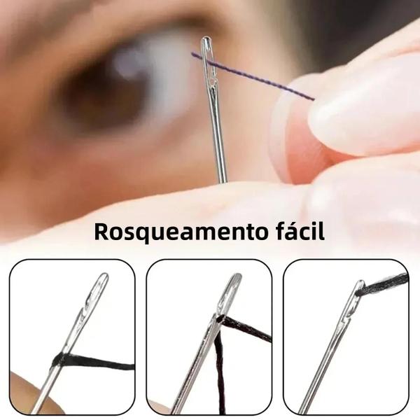 Imagem de Agulhas de Costura Manual para Idosos - Aço Inoxidável com Buraco Lateral para Costura Cega