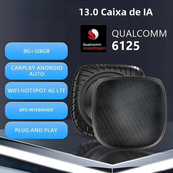 Imagem de Ai Box Android 13 Carplay - 8+128GB, 4G LTE, 8 Núcleos - Para VW e Audi