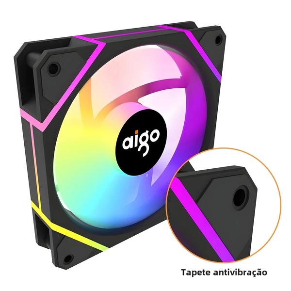 Imagem de Aigo-am12 rgb fã kit, 120mm ventilador do caso do computador, 6pin refrigerador de água, argb, 12cm