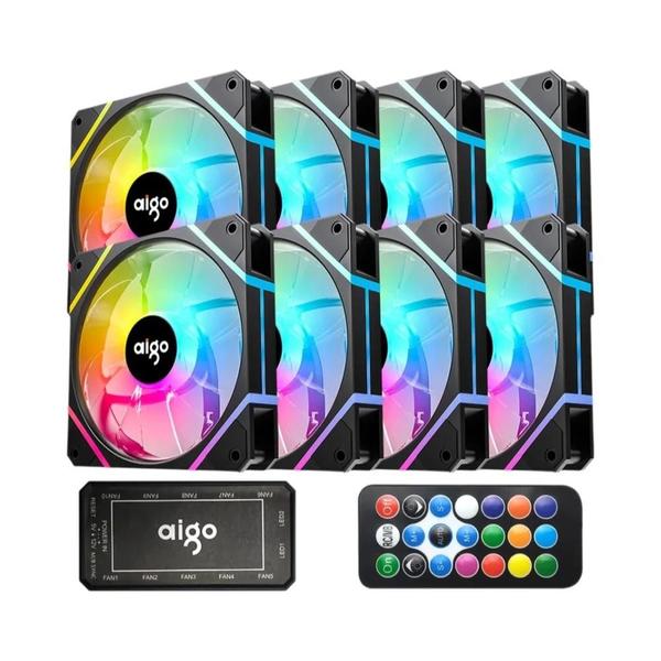 Imagem de Aigo-am12 rgb fã kit, 120mm ventilador do caso do computador, 6pin refrigerador de água, argb, 12cm