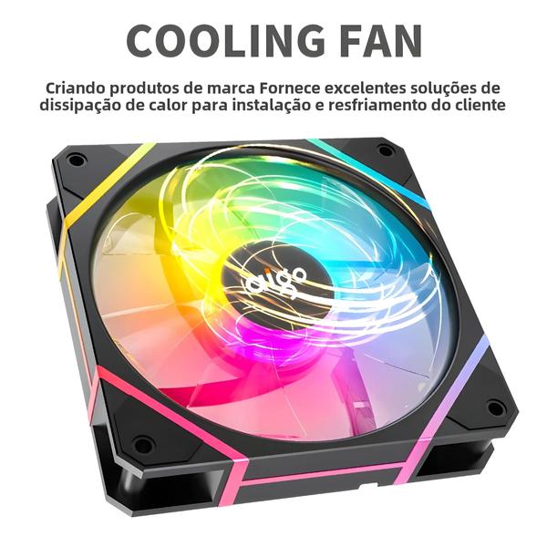 Imagem de Aigo-am12 rgb fã kit, 120mm ventilador do caso do computador, 6pin refrigerador de água, argb, 12cm