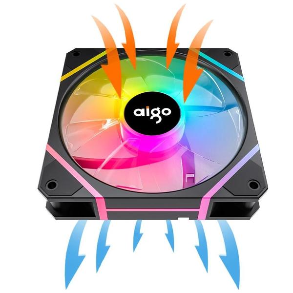 Imagem de Aigo-am12 rgb fã kit, 120mm ventilador do caso do computador, 6pin refrigerador de água, argb, 12cm