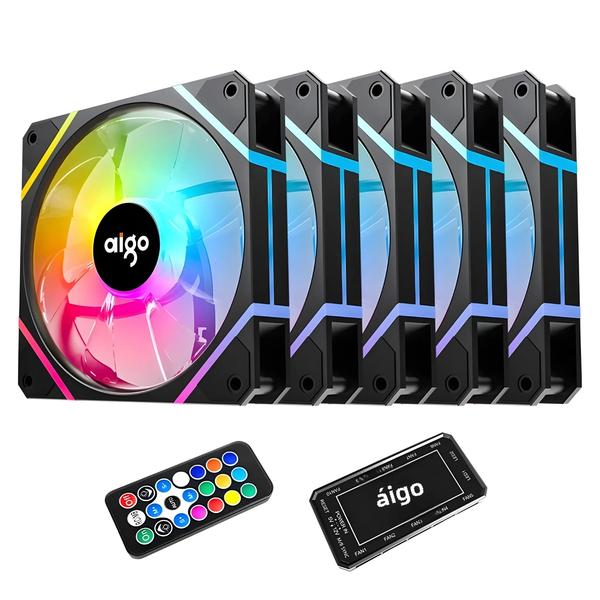 Imagem de Aigo-am12 rgb fã kit, 120mm ventilador do caso do computador, 6pin refrigerador de água, argb, 12cm