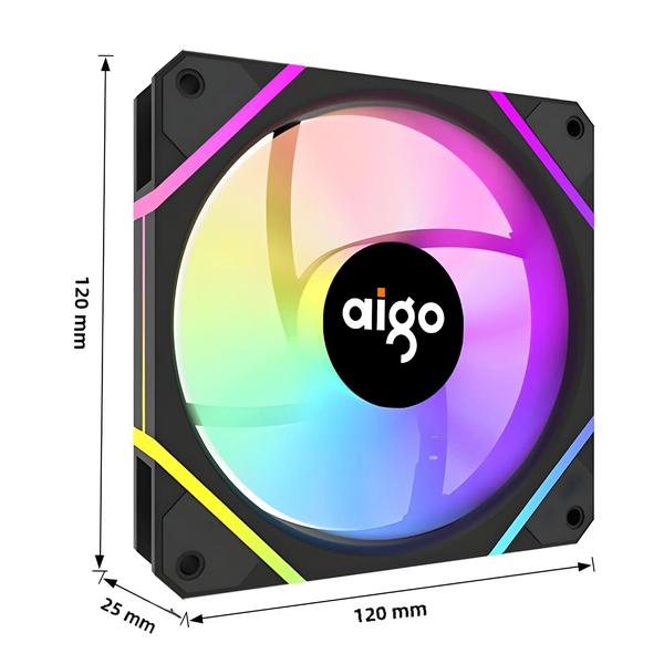 Imagem de Aigo-am12 rgb fã kit, 120mm ventilador do caso do computador, 6pin refrigerador de água, argb, 12cm