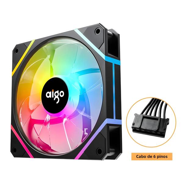 Imagem de Aigo-am12 rgb fã kit, 120mm ventilador do caso do computador, 6pin refrigerador de água, argb, 12cm