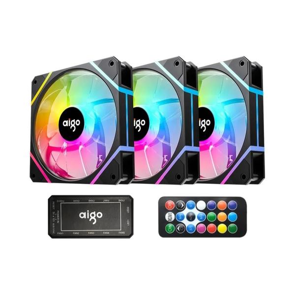 Imagem de Aigo-am12 rgb fã kit, 120mm ventilador do caso do computador, 6pin refrigerador de água, argb, 12cm