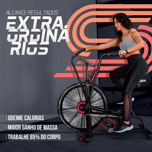 Imagem de Air Bike Bicicleta Ergométrica Profissional Silenciosa Treino em Casa Academia Funcional Fitness Consport 