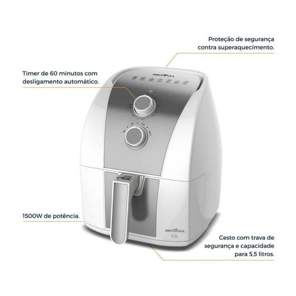 Imagem de Air Fryer Britânia 5,5L Antiaderente Redstone 1500W 110V