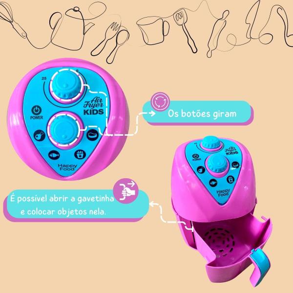 Imagem de Air Fryer De Brinquedo Cozinha Infantil Abre E Fecha Menina F114