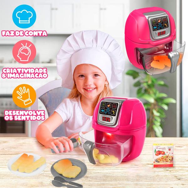 Imagem de Air Fryer Infantil Com Som E Luz Comidinha Muda De Cor Fritadeira Elétrica Dm Toys