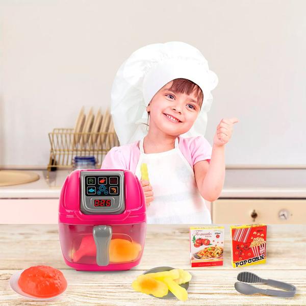 Imagem de Air Fryer Infantil Mania De Casa Com Som Luz E Comidinhas Fritadeira Elétrica Dm Toys