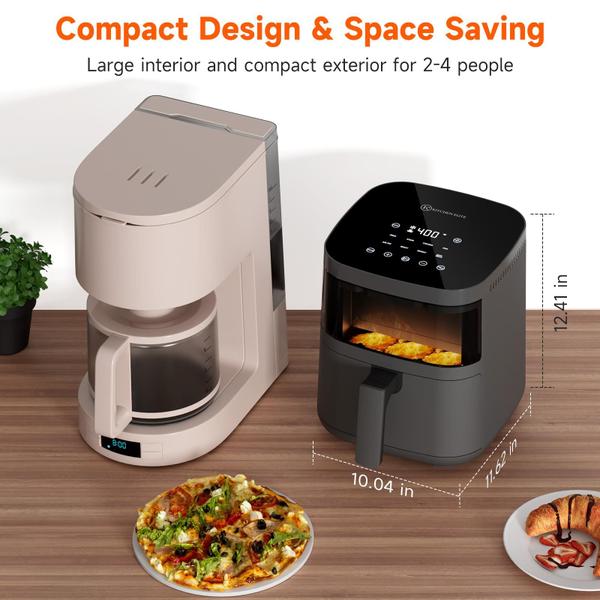 Imagem de Air Fryer Kitchen Elite 4L com janela 8 predefinições 1550W cinza