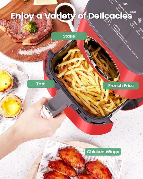 Imagem de Air Fryer KOOC Grande Fogão Elétrico de Forno Quente de 4,5 L Vermelho