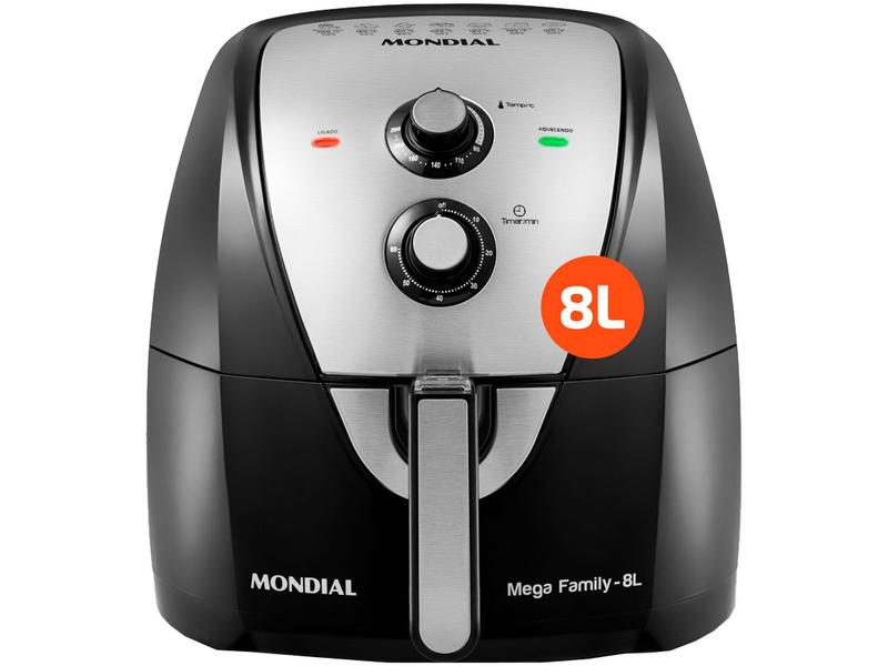 Air Fryer Mondial AFN-80-BI Preta e Inox 8L com Timer Air Fryer Mondial AFN-80-BI Preta e Inox 8L com Timer
