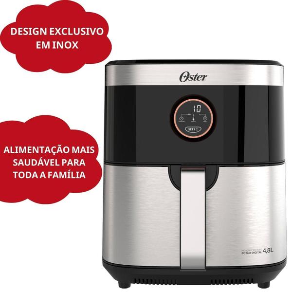 Imagem de Air Fryer Oster Ofrt660 4,8L 127V Antiaderente 8 Funções Pré