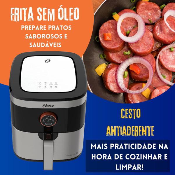 Imagem de Air Fryer Oster OFRT660 Preto 4,8L 1500w Air Fryer Multiuso