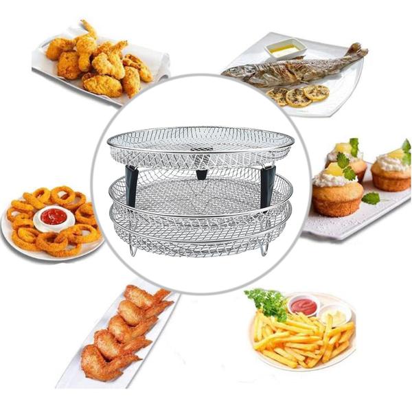 Imagem de Air Fryer Rack Atualize três prateleiras de desidratação empilháveis