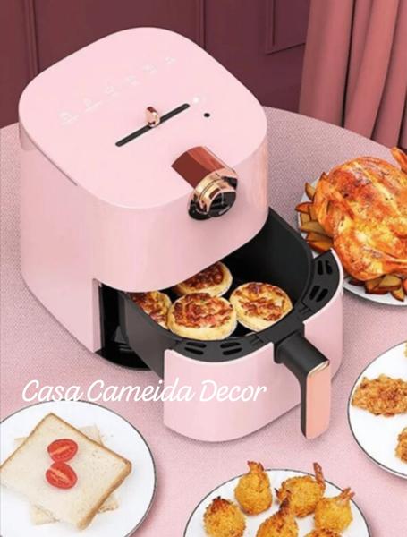 Imagem de Air Fryer Rosa e Dourado Fritadeira Elétrica Sem Óleo 220v e 4.3 L