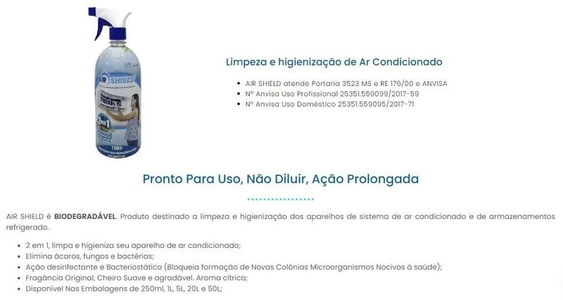 Air Shield Limpeza Higienização Bactéria Ar Condicionado 1lt Imagem de Air Shield Limpeza Higienização Bactéria Ar Condicionado 1lt