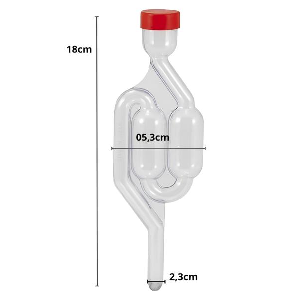 Imagem de Airlock Válvula Tipo S com Tampa Air Lock Para Fermentação Cerveja Conserva Água Álcool Gás Plástico