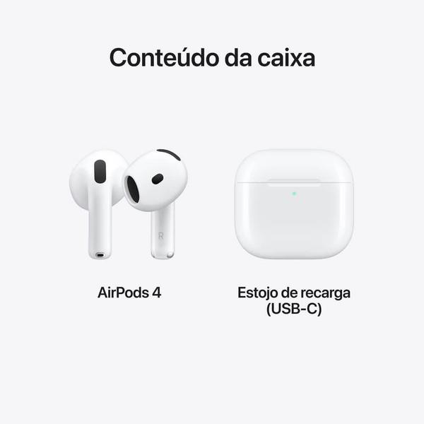 Imagem de AirPods 4 com estojo de recarga USB-C